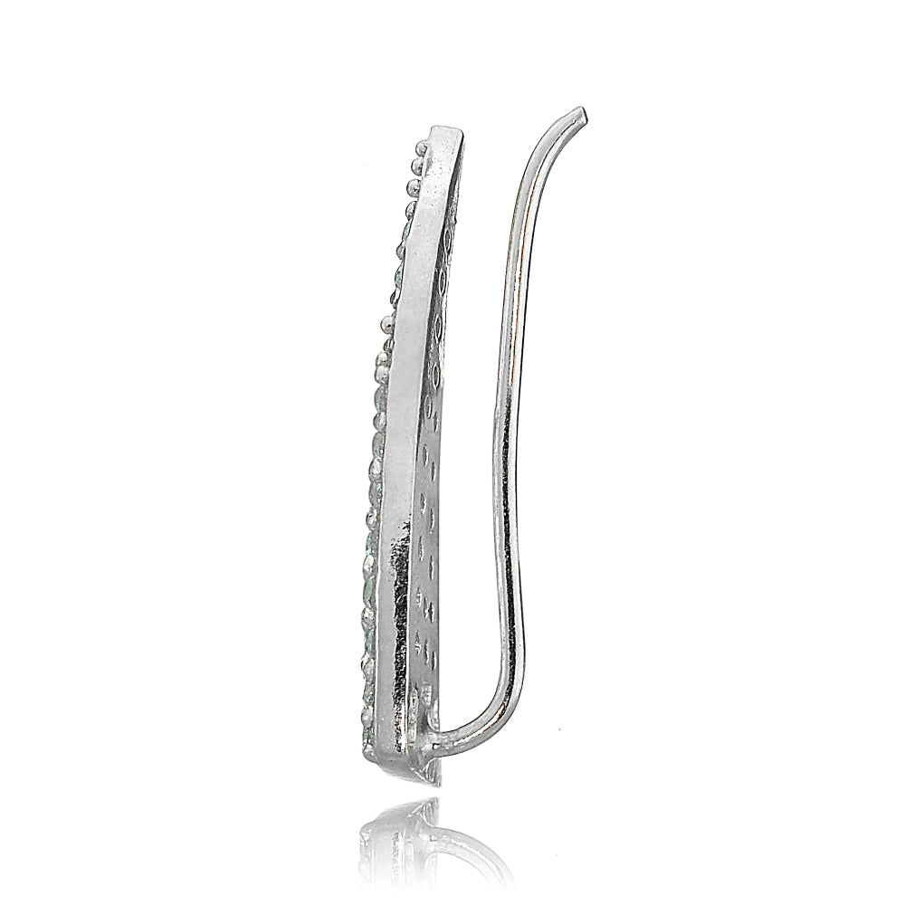 Sterling Silver Cubic Zirconia Horn Crawler Climber Hook Earrings-3