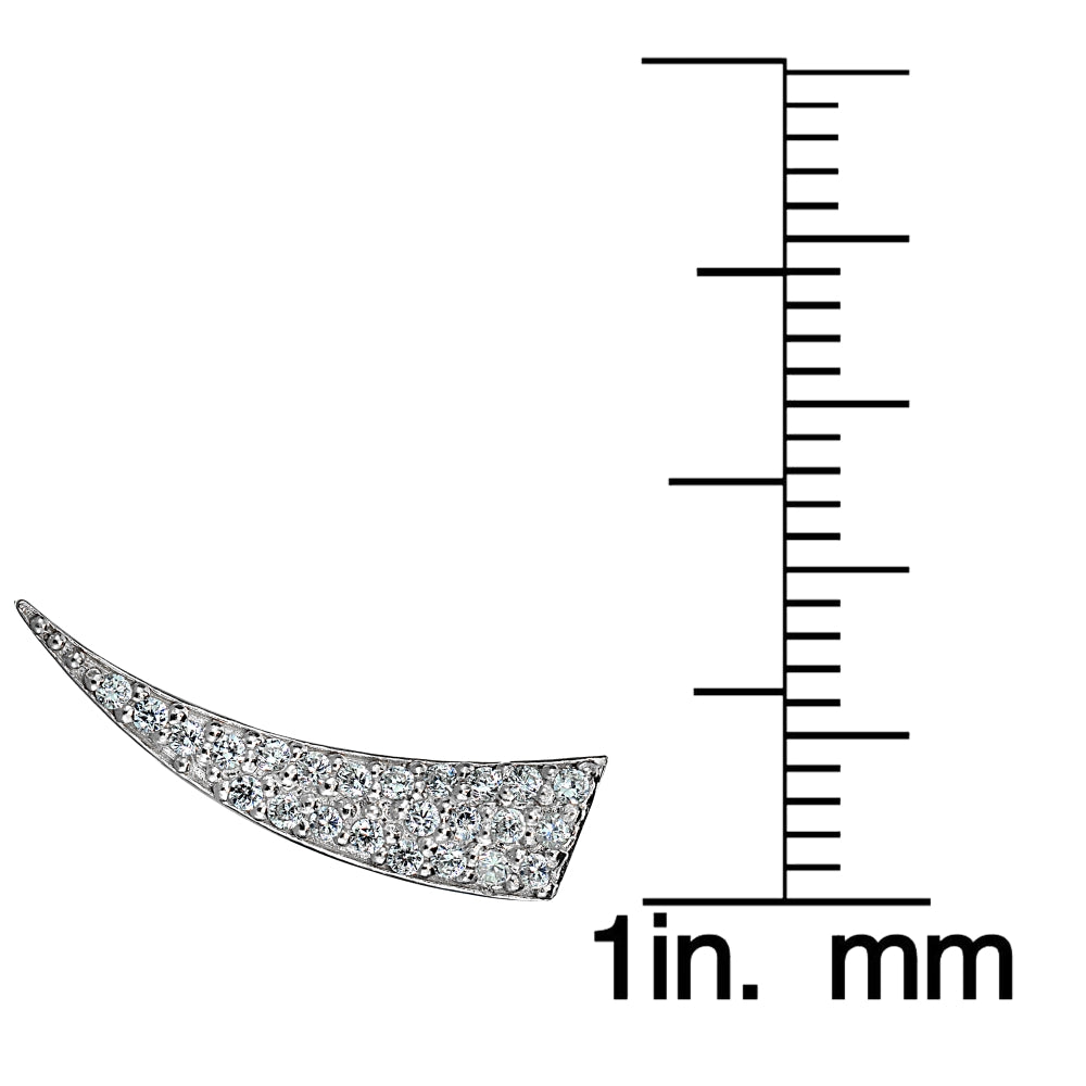 Sterling Silver Cubic Zirconia Horn Crawler Climber Hook Earrings-4