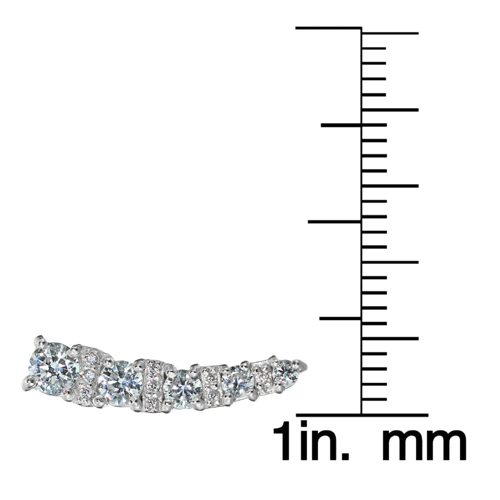 Sterling Silver Cubic Zirconia Graduating Crawler Climber Hook Earrings-4