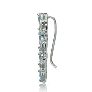 Sterling Silver Blue Topaz and White Topaz Twist Crawler Climber Hook Earrings