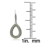 Sterling Silver Marcasite Open Pear-Shape Leverback Earrings