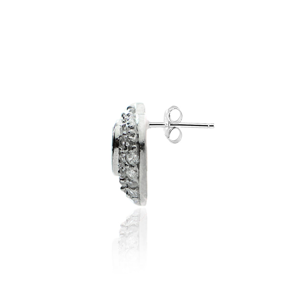 Sterling Silver Cubic Zirconia Open Heart Stud Earrings-2