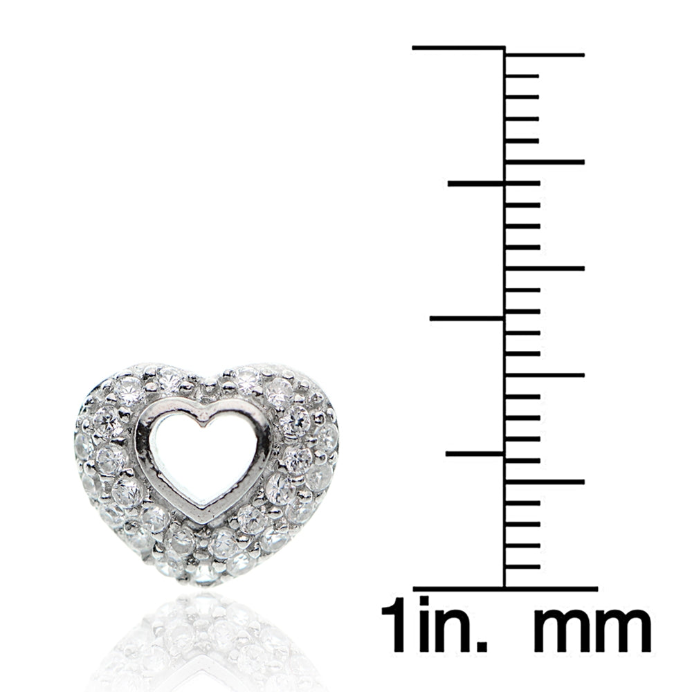 Sterling Silver Cubic Zirconia Open Heart Stud Earrings-3