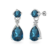 Sterling Silver London Blue Topaz Teardrop Dangle Earrings