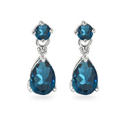 Sterling Silver London Blue Topaz Teardrop Dangle Earrings