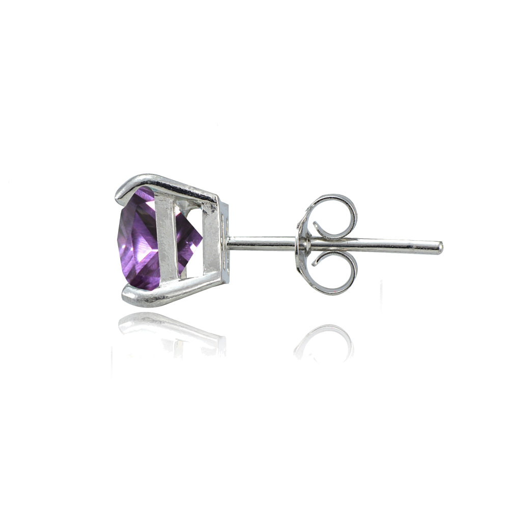 Sterling Silver Created Alexandrite 7mm Square Stud Earrings-2