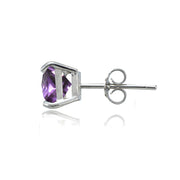 Sterling Silver Created Alexandrite 7mm Square Stud Earrings