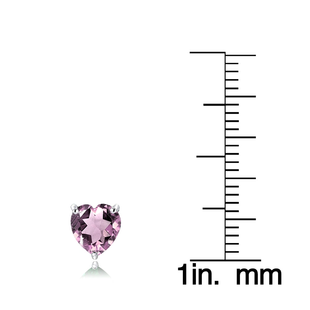Sterling Silver Created Alexandrite 6mm Heart Stud Earrings-3