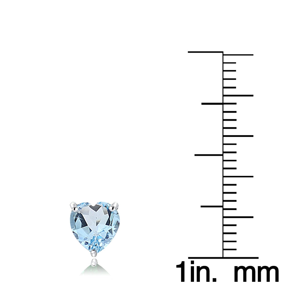 Sterling Silver Blue Topaz 6mm Heart Stud Earrings-3