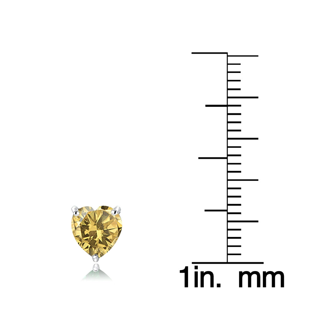 Sterling Silver Citrine 6mm Heart Stud Earrings-3