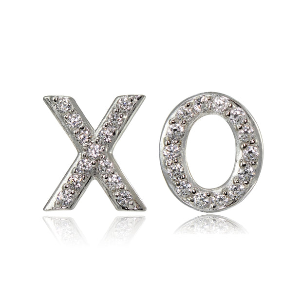 Sterling Silver Cubic Zirconia X and O Stud Earrings