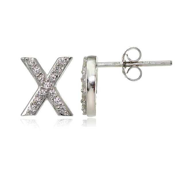 Sterling Silver Cubic Zirconia X and O Stud Earrings