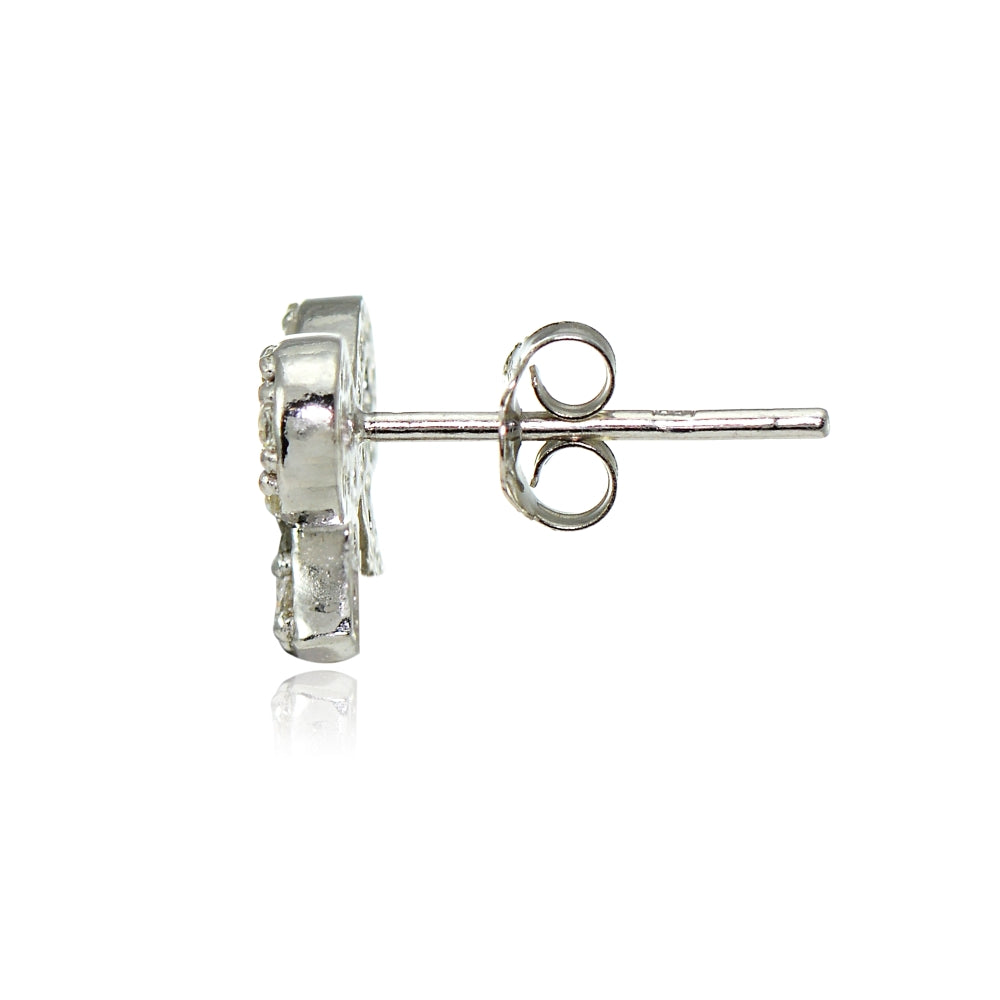 Sterling Silver Cubic Zirconia Bow Stud Earrings-2