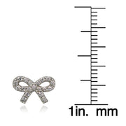 Sterling Silver Cubic Zirconia Bow Stud Earrings
