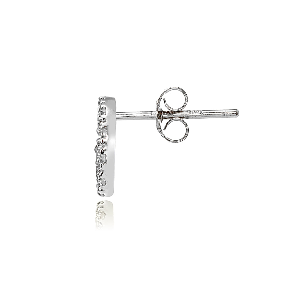 Sterling Silver Cubic Zirconia Peace Stud Earrings-2