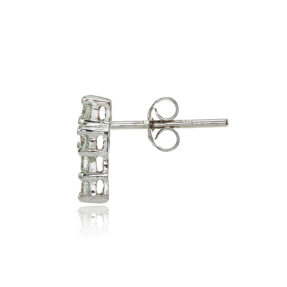 Sterling Silver Cubic Zirconia Studded Cross Earrings-2