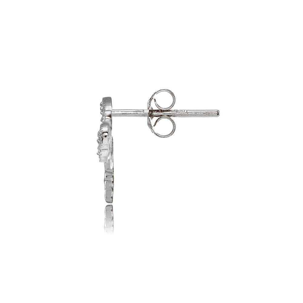 Sterling Silver Cubic Zirconia Dragonfly Stud Earrings-2