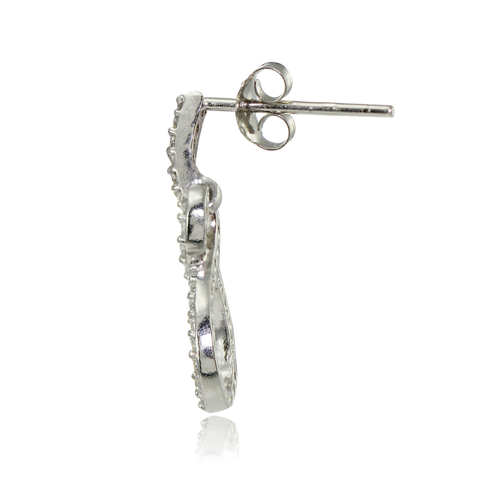 Sterling Silver Cubic Zirconia Small Infinity Dangle Earrings-2