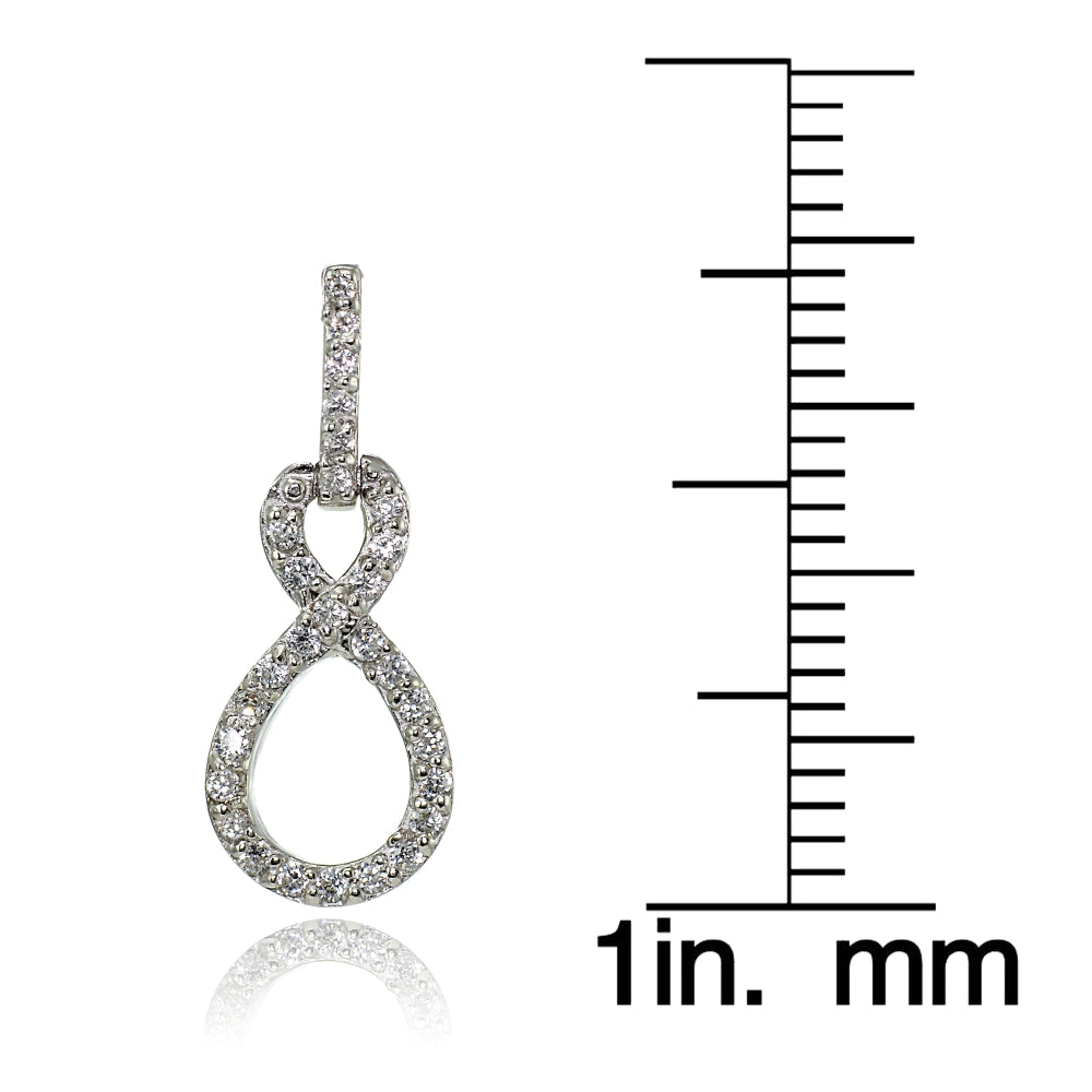 Sterling Silver Cubic Zirconia Small Infinity Dangle Earrings-3