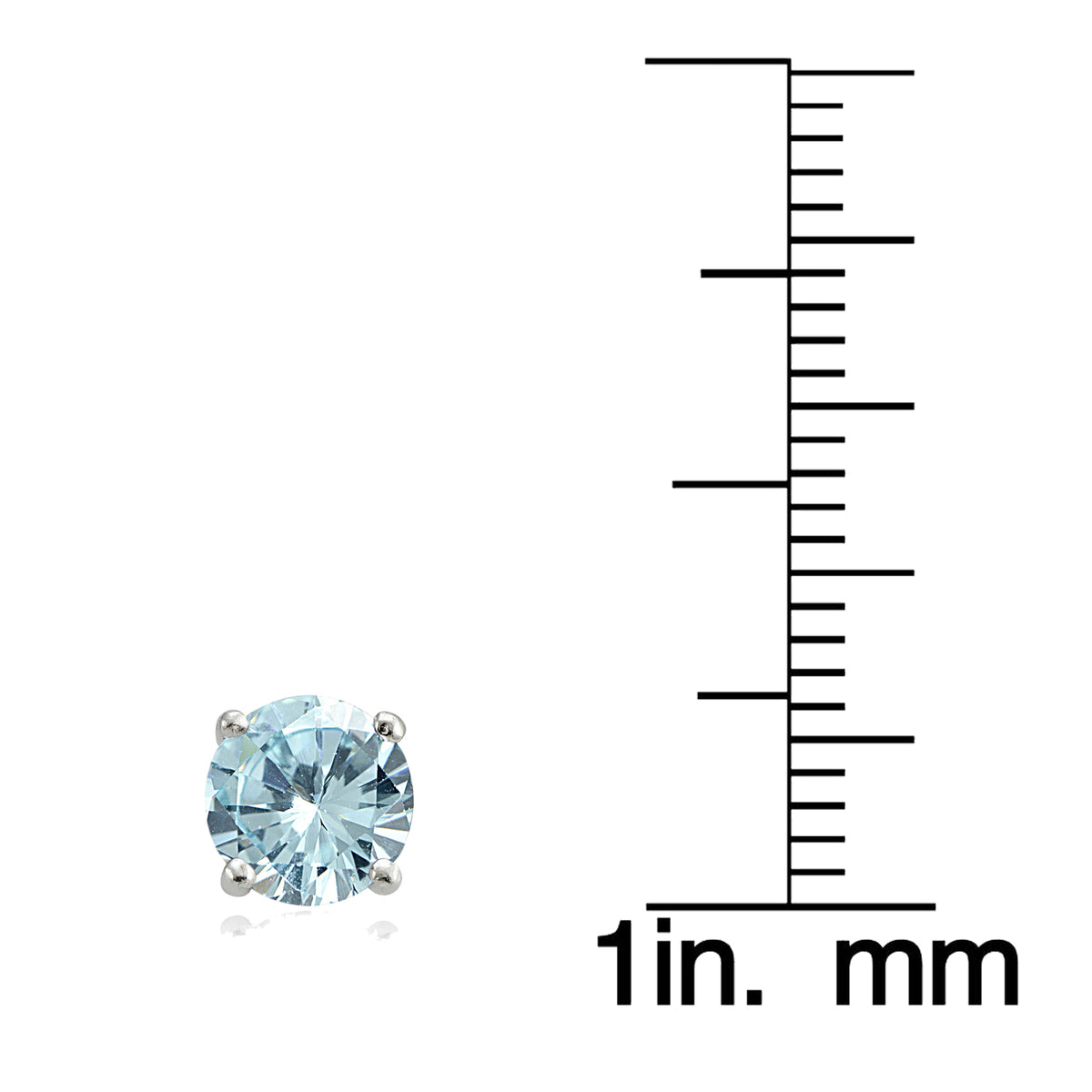 Sterling Silver Aquamarine and White Topaz Crown Stud Earrings-3