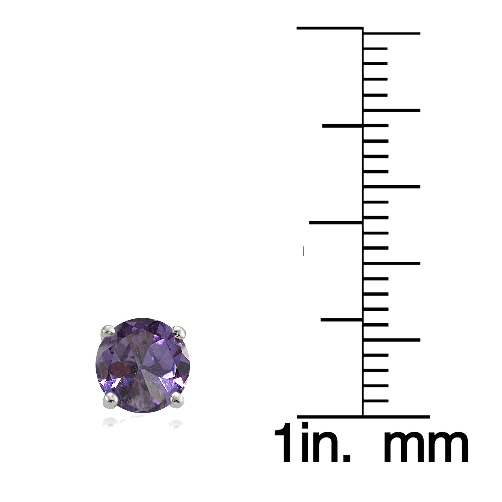 Sterling Silver Created Alexandrite and White Topaz Crown Stud Earrings-3