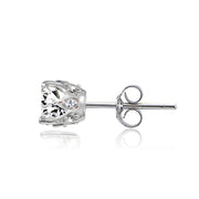 Sterling Silver Created White Sapphire Crown Stud Earrings