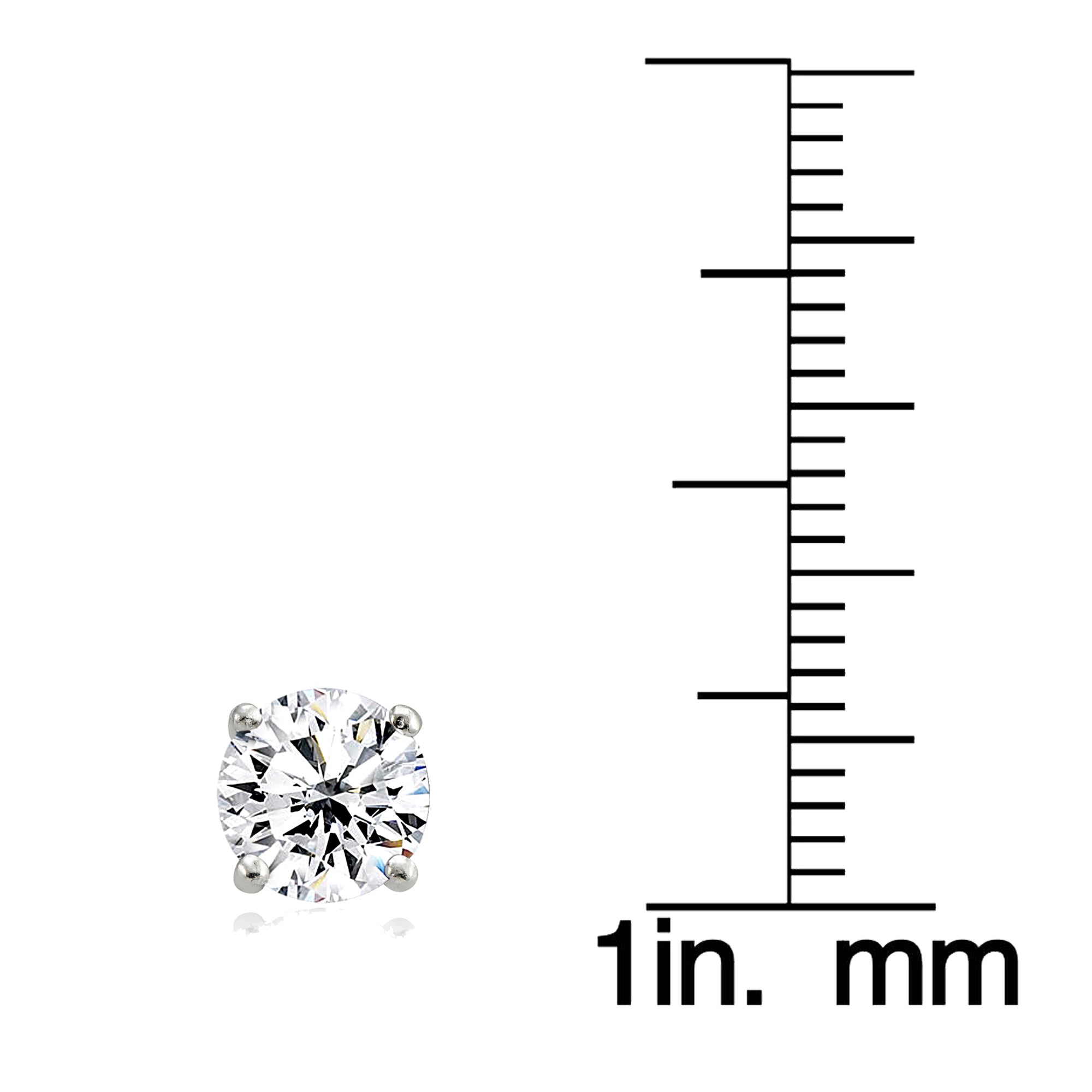Sterling Silver Created White Sapphire Crown Stud Earrings-3