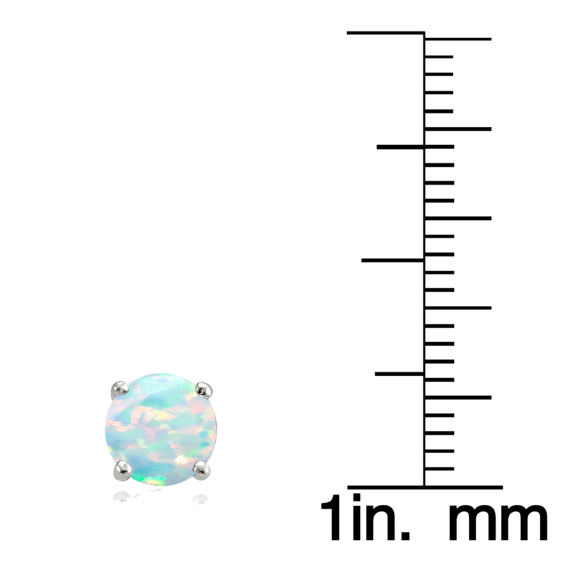 Sterling Silver Created White Opal and White Topaz Crown Stud Earrings-3