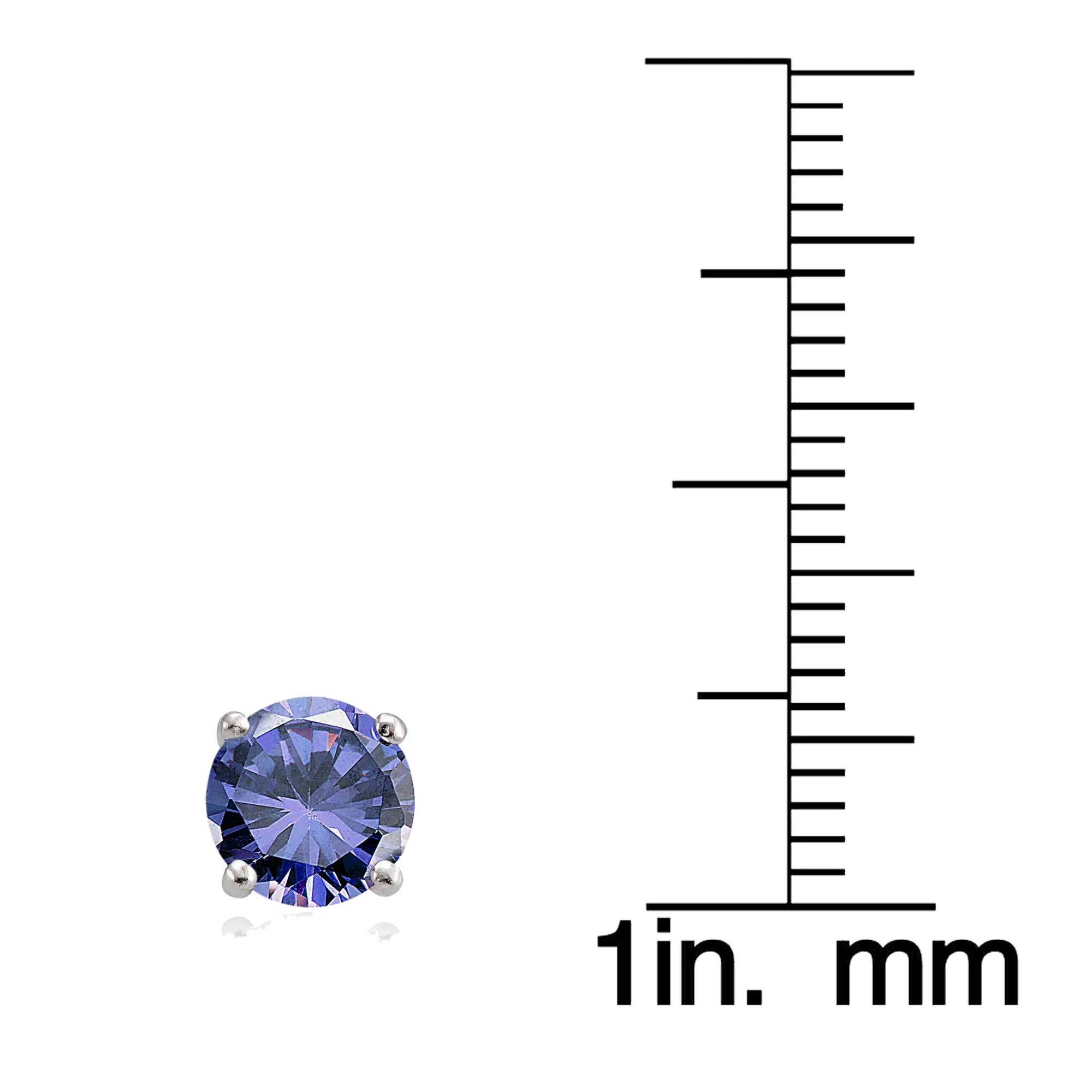 Sterling Silver Tanzanite and White Topaz Crown Stud Earrings-3