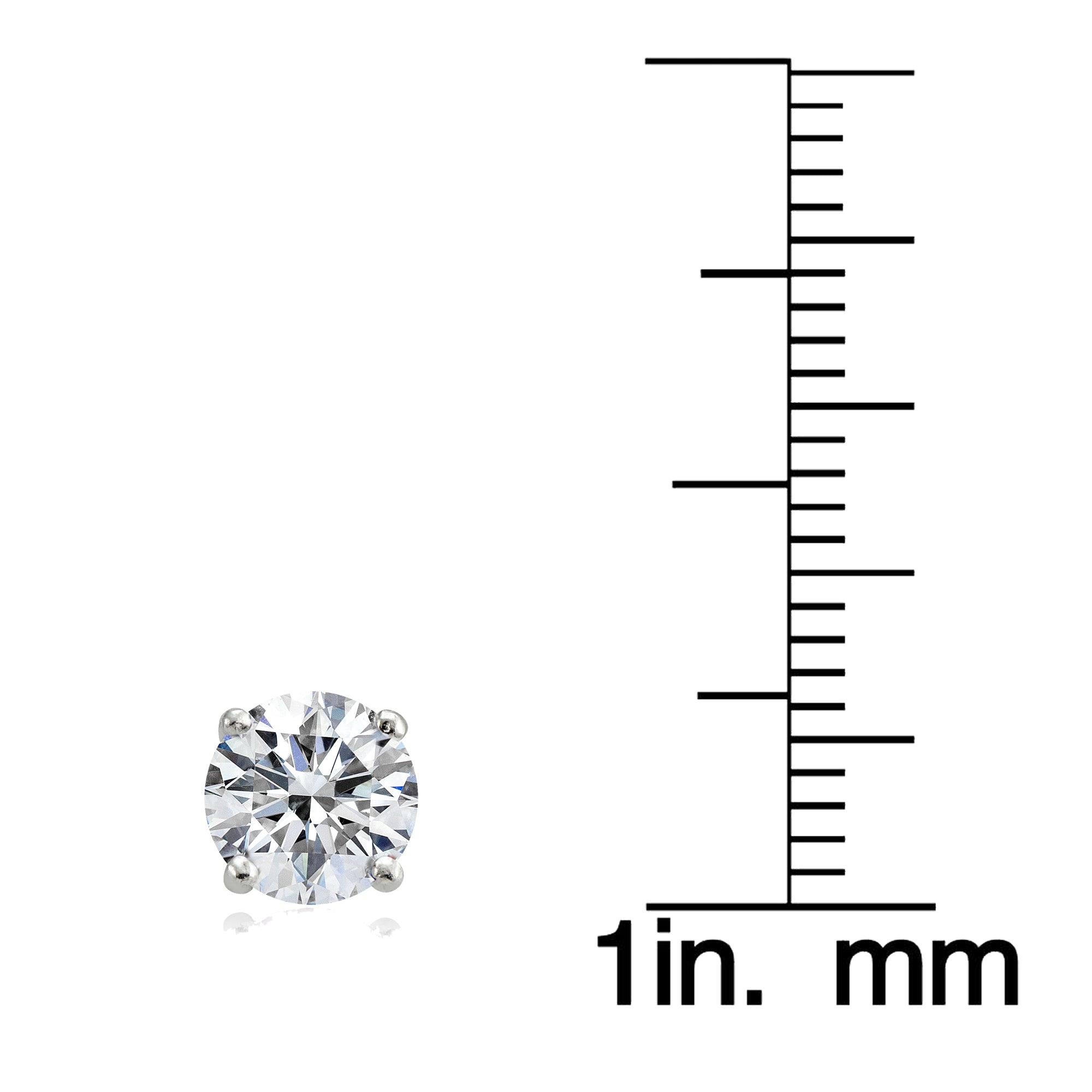 Sterling Silver Cubic Zirconia Crown Stud Earrings-3