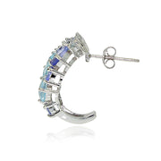 Sterling Silver Tanzanite and Blue Topaz Tonal Cluster Earrings