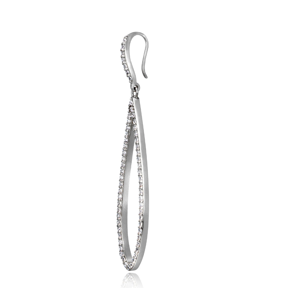Sterling Silver Cubic Zirconia Teardrop Dangle Earrings-2