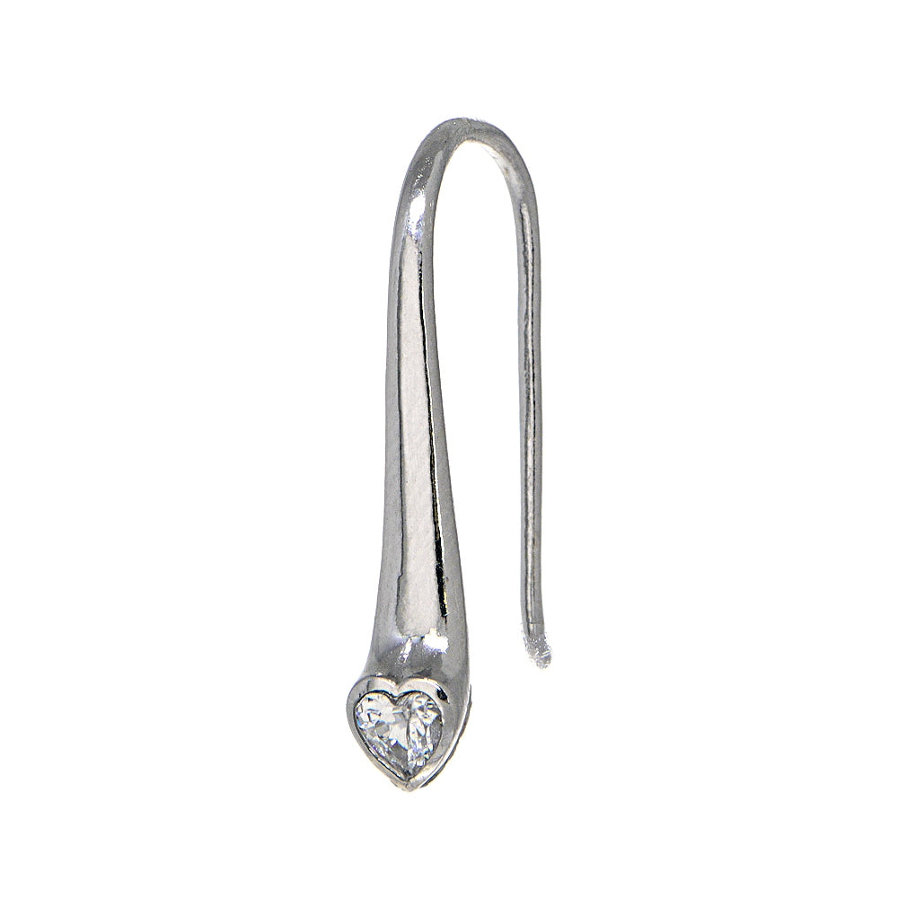 Sterling Silver Cubic Zirconia Heart Elongated Teardrop Hook Earrings-3