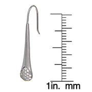 Sterling Silver Cubic Zirconia Elongated Teardrop Hook Earrings