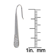 Sterling Silver Cubic Zirconia Elongated Teardrop Hook Drop Earrings