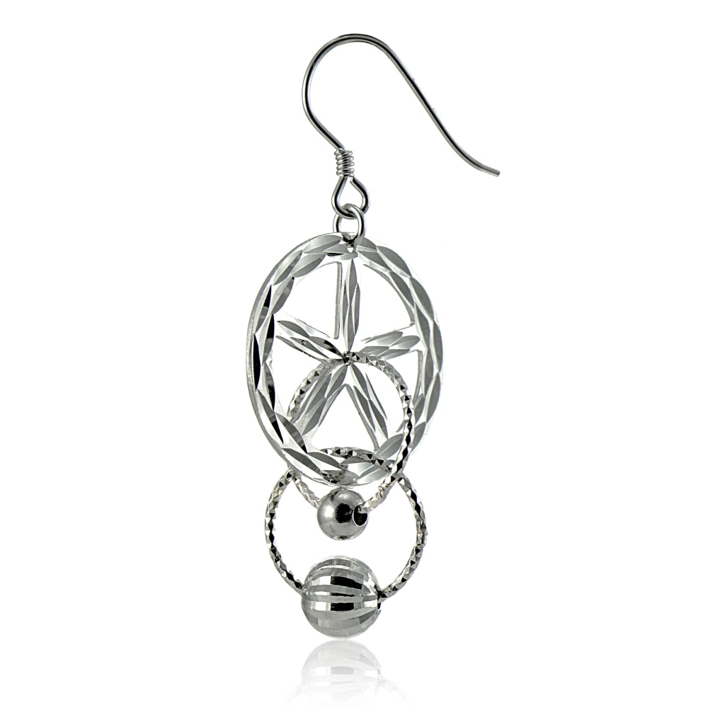 Sterling Silver Diamond-Cut Multi Circle and Bead Dangle Earrings-2