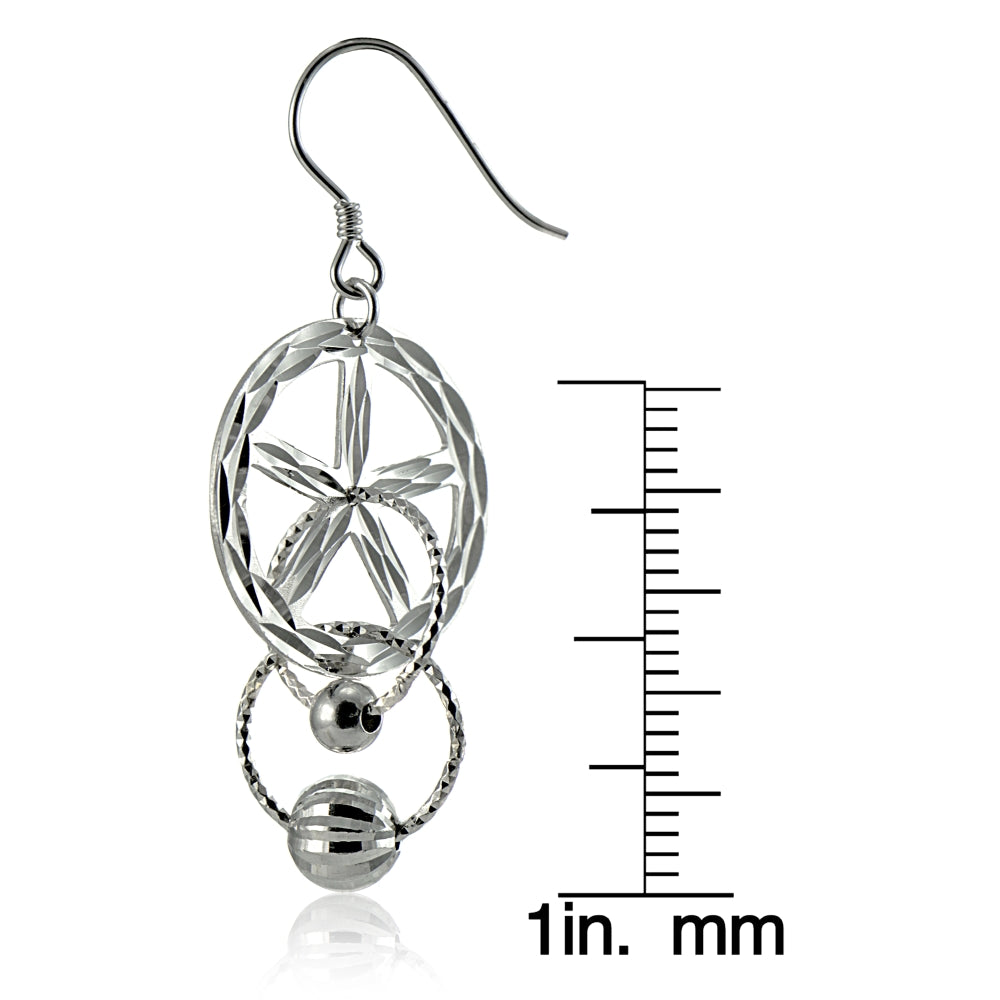 Sterling Silver Diamond-Cut Multi Circle and Bead Dangle Earrings-3