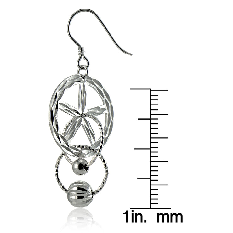 Sterling Silver Diamond-Cut Multi Circle and Bead Dangle Earrings