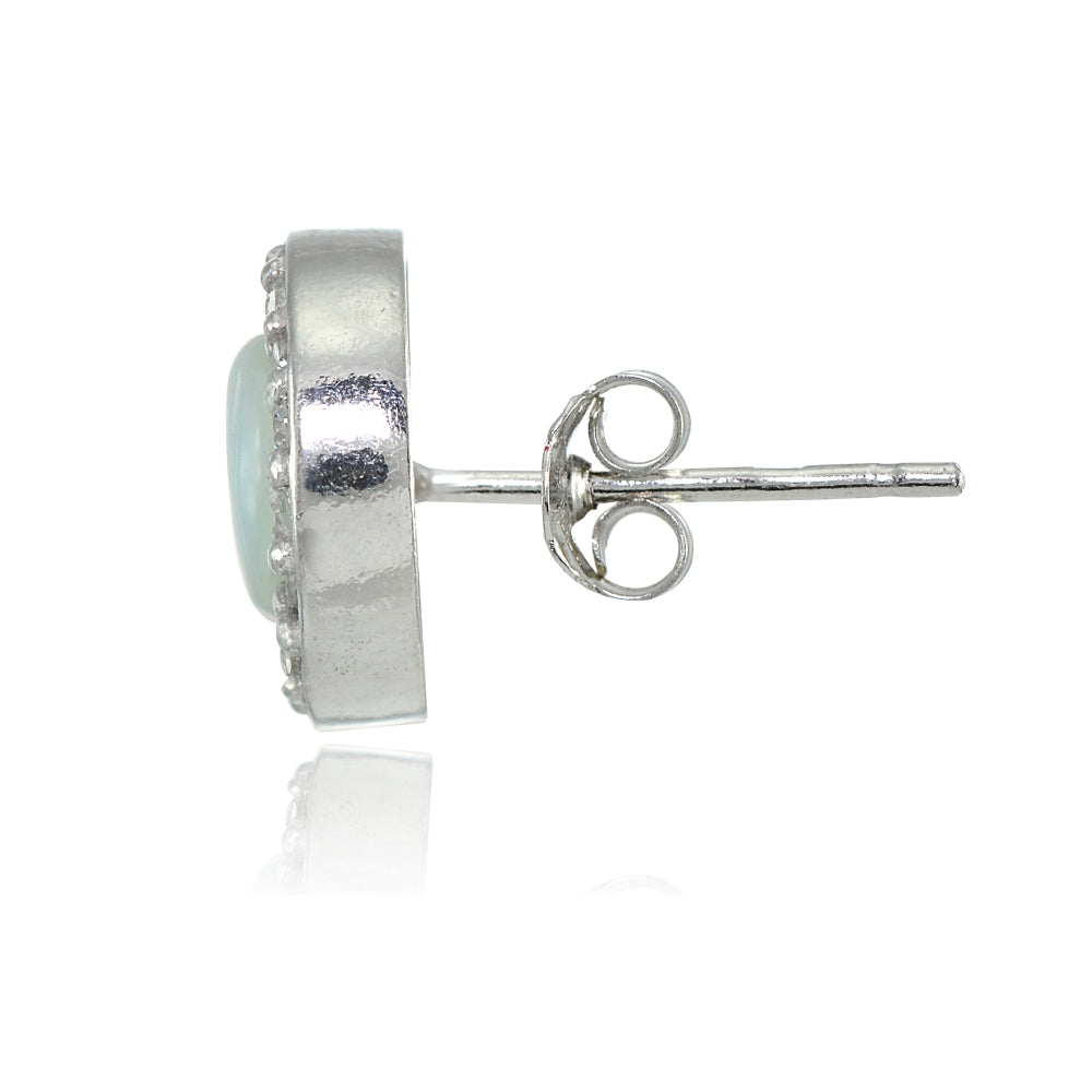 Sterling Silver Cubic Zirconia and Multi Colored Enamel Evil Eye Stud Earrings-2