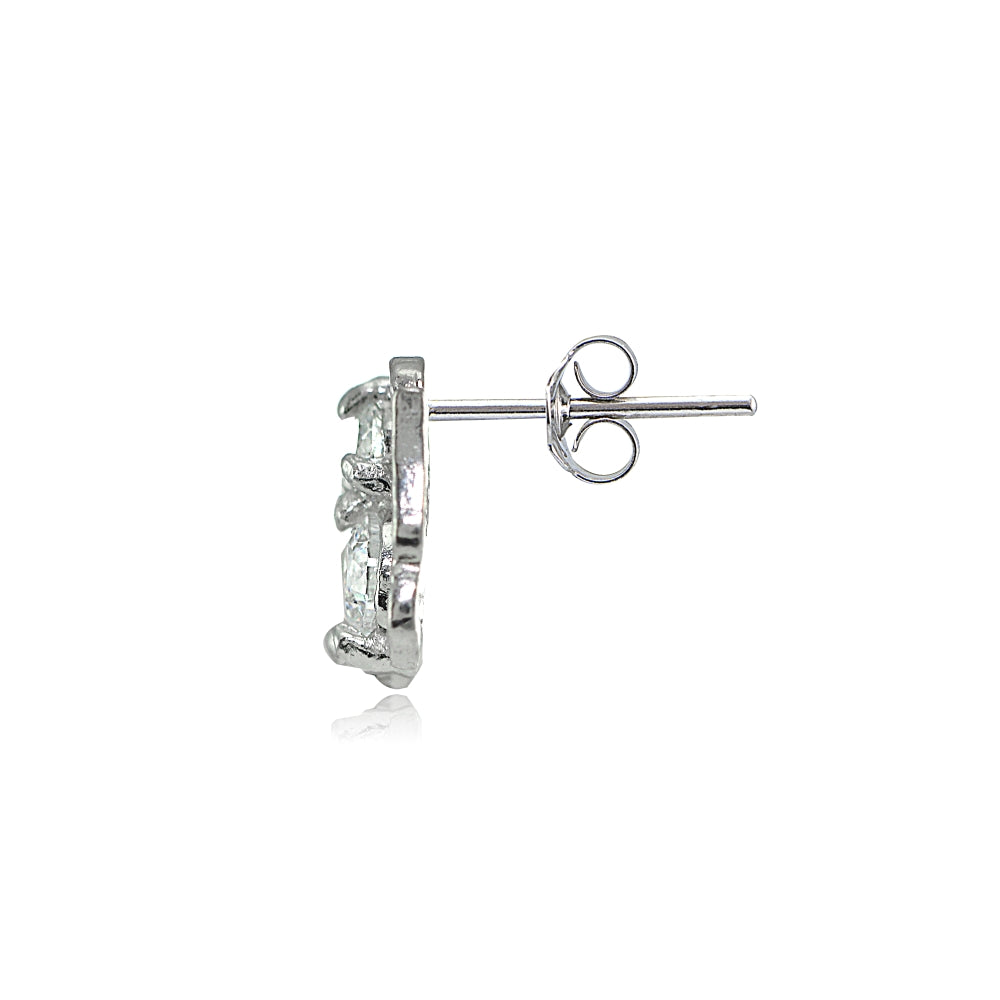 Sterling Silver Cubic Zirconia Butterfly Mini Stud Earrings-2