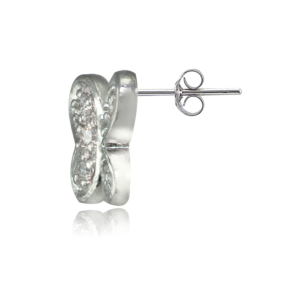 Sterling Silver Cubic Zirconia Butterfly Stud Earrings-2