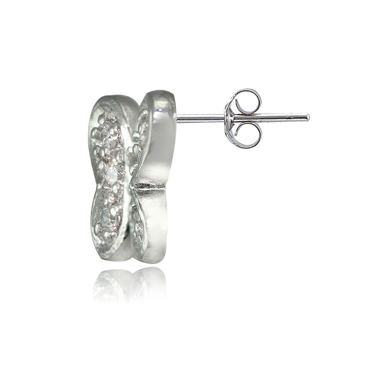 Sterling Silver Cubic Zirconia Butterfly Stud Earrings