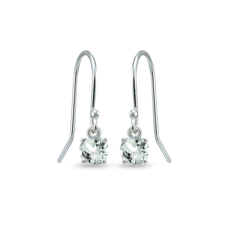 Sterling Silver Aquamarine 5mm Round Small Solitaire Dangle Earrings