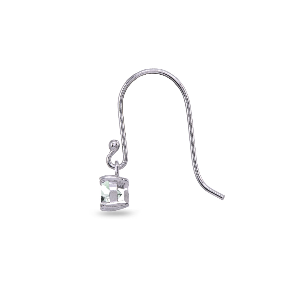 Sterling Silver Aquamarine 5mm Round Small Solitaire Dangle Earrings-2