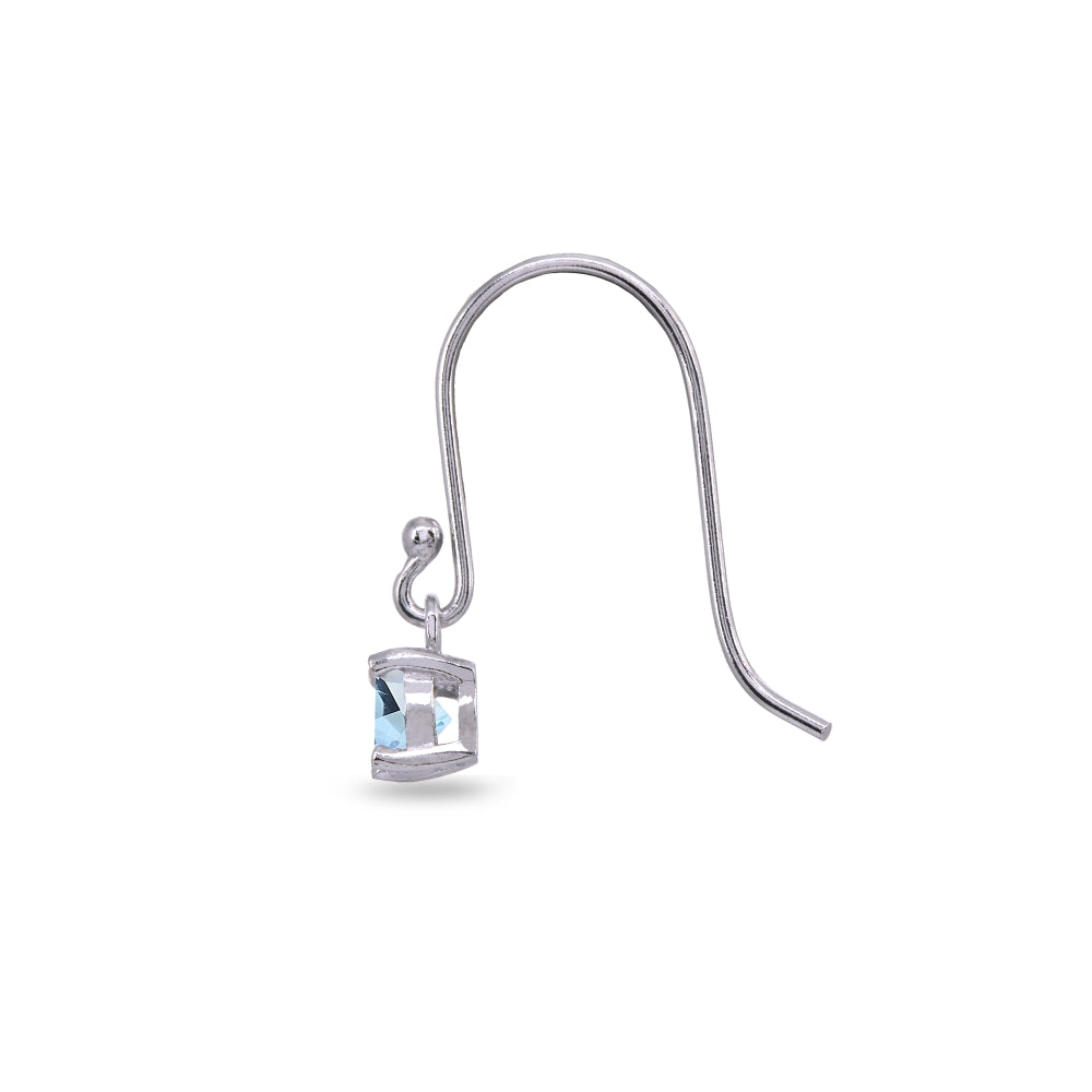 Sterling Silver Blue Topaz 5mm Round Small Solitaire Dangle Earrings-2