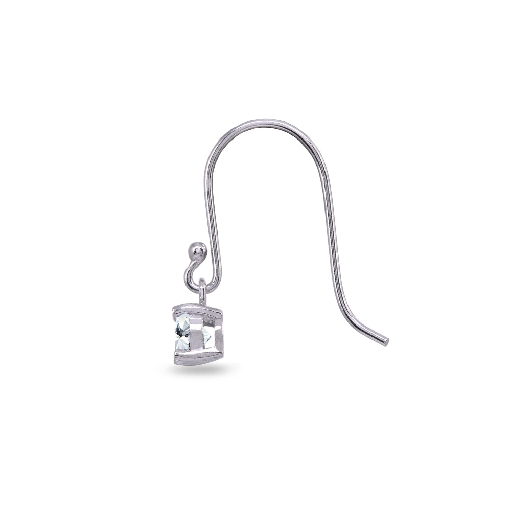 Sterling Silver Cubic Zirconia 5mm Round Small Solitaire Dangle Earrings-2