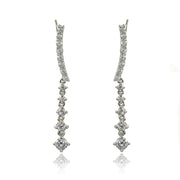 Sterling Silver Round Cubic Zirconia Climber Crawler Dangle Earrings