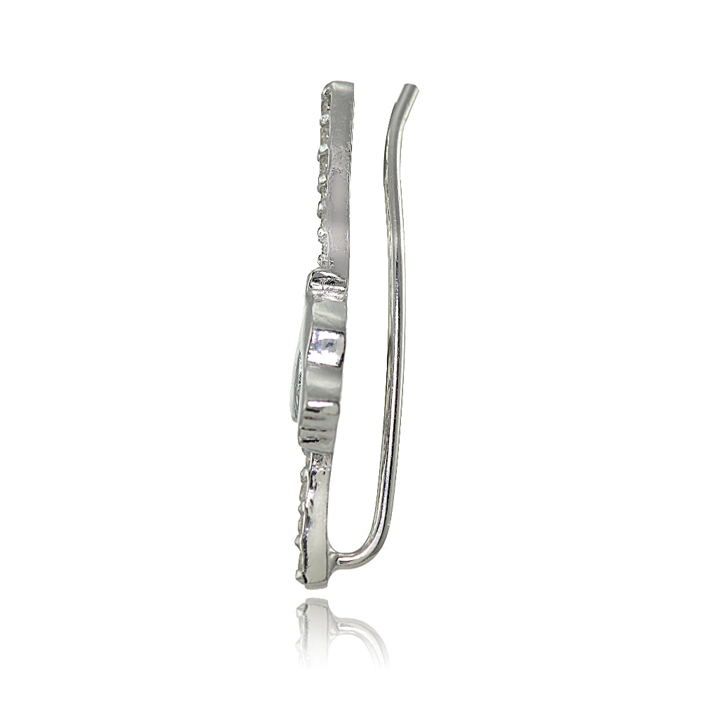Sterling Silver Cubic Zirconia Dov Climber Crawler Earrings-2