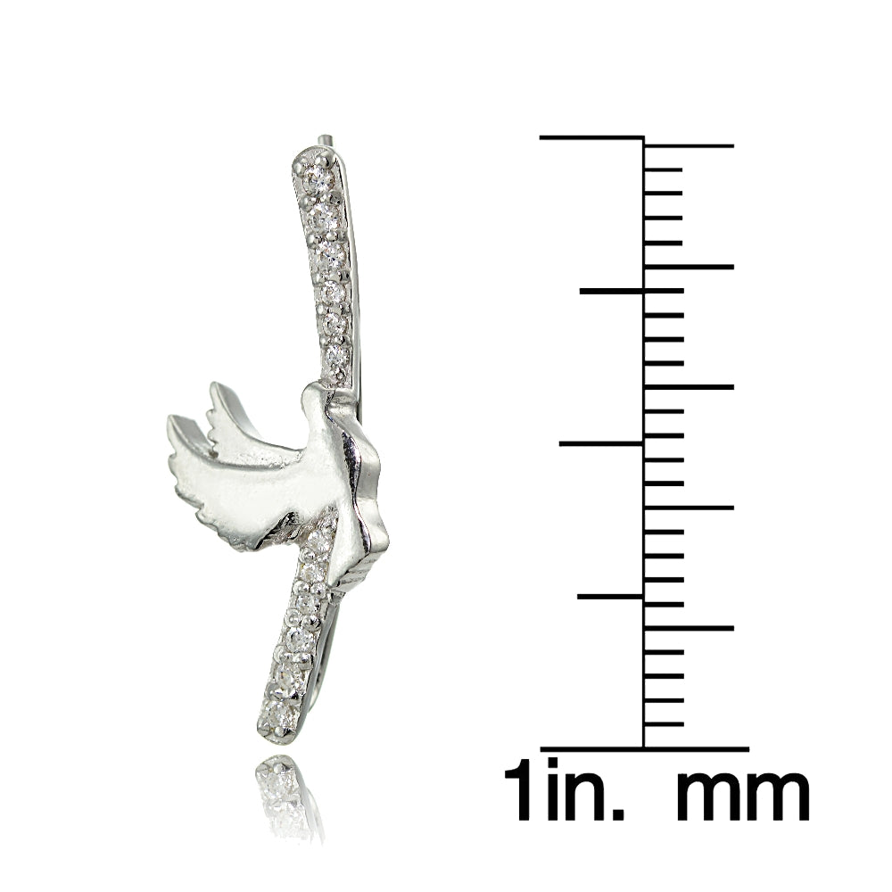 Sterling Silver Cubic Zirconia Dov Climber Crawler Earrings-3