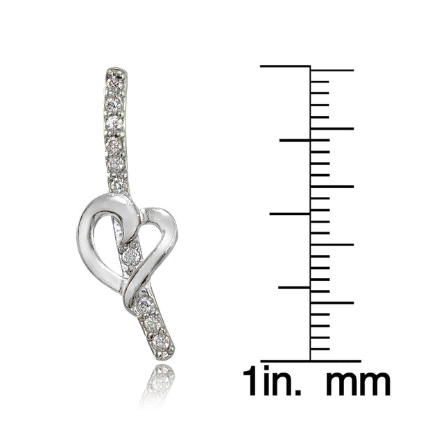 Sterling Silver Cubic Zirconia Open Heart Climber Crawler Earrings